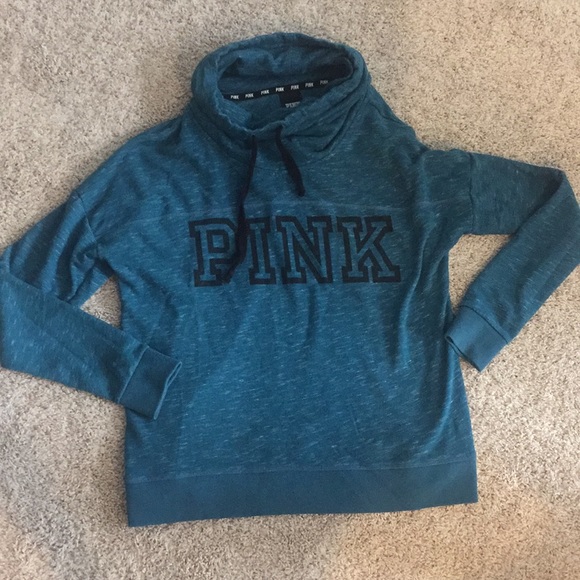 PINK Victoria's Secret Tops - Victoria’s Secret PINK Teal Cowl Neck Pullover